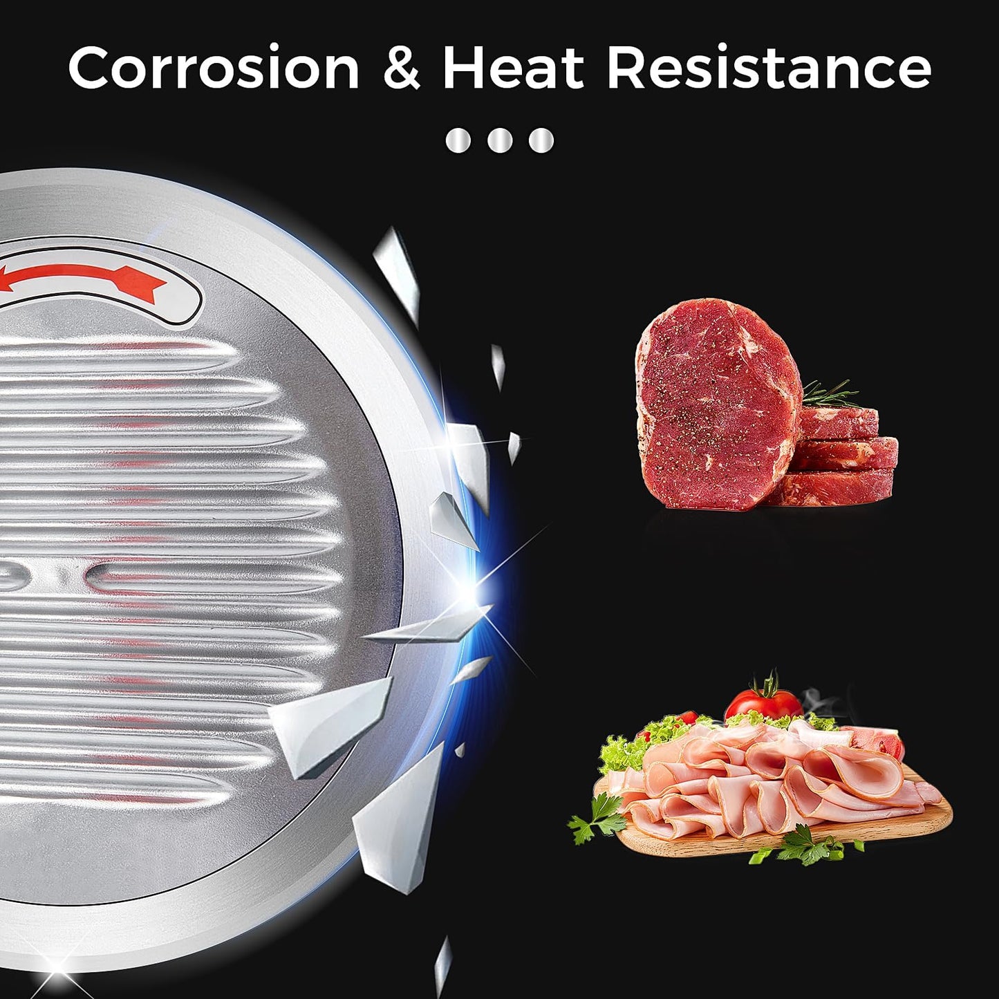 Garvee 12 inch Electric Food Slicer with Premium Electric Meat Slicer, Adjustable Thickness, Stainless Steel Blade, Meat Slicer 800W Power with 0-18mm, Meat Slicer Home and Commercial Use.