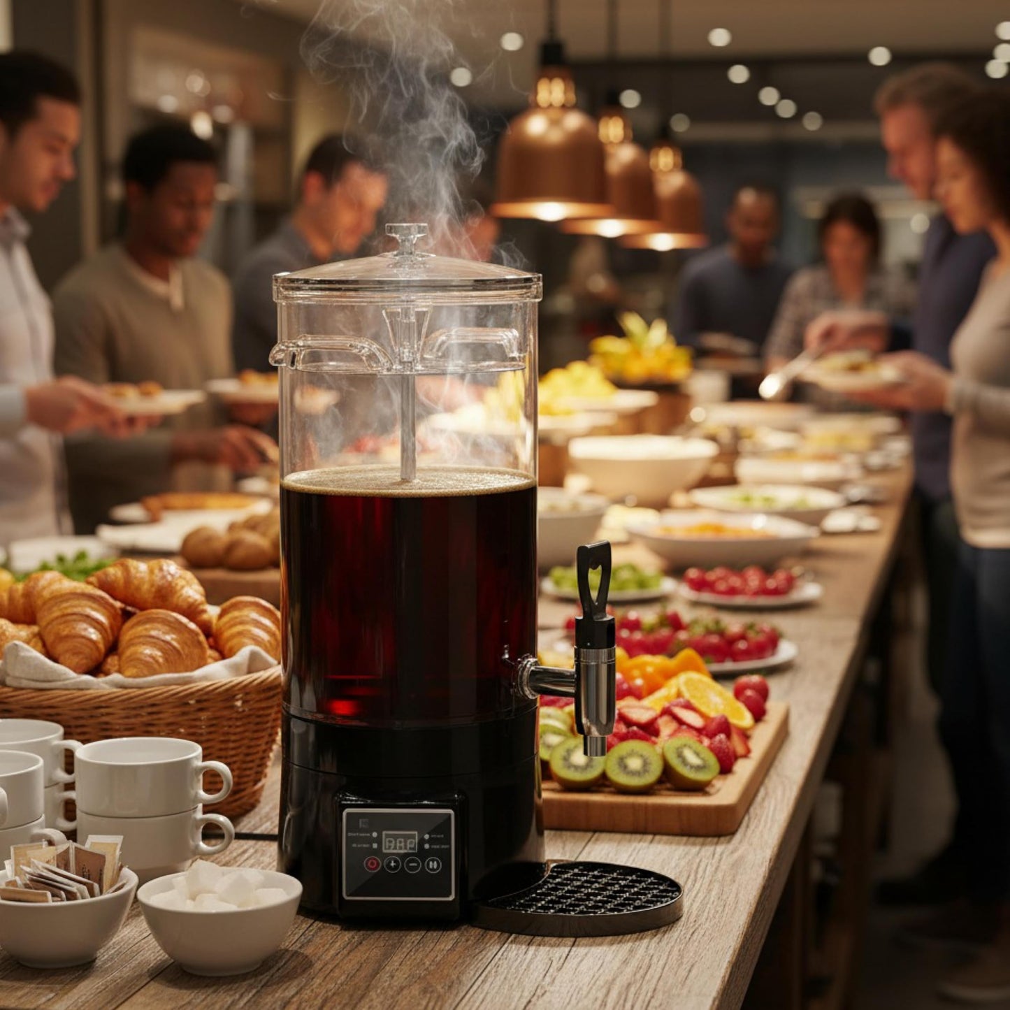 GKFF Coffee Urn Commercial Coffee Maker, Food-grade Plastic 9.5 L 60 Cups, Hot Chocolate Machine,Transparent Electric Percolator Coffee Pot for Catering Hot Water Urn for Hot Cocoa, Drink, Tea, Juice