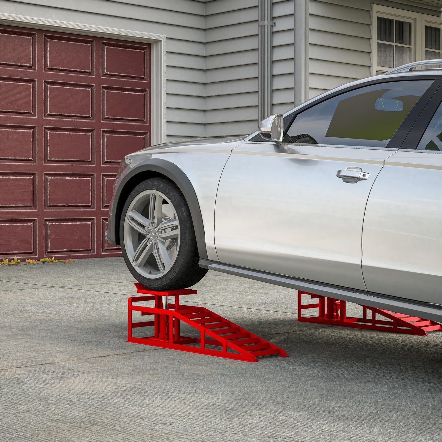 2 Pack Auto Car Truck Service Ramps, 3 Ton Low Profile Hydraulic Car Ramps, Car Lift Service Ramps