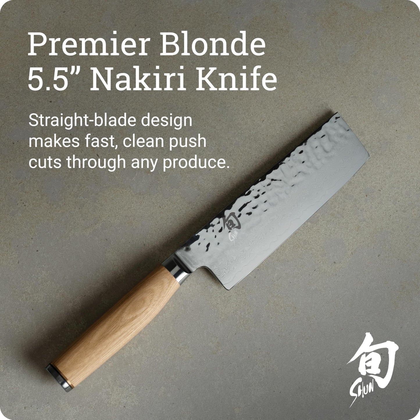 Shun Premier Blonde 5.5" Nakiri Knife, Handcrafted Japanese Vegetable Knife, VG-MAX Core with Damascus Stainless Steel Cladding, Pakkawood Handle, Slicing Tool for Professional and Home Chefs