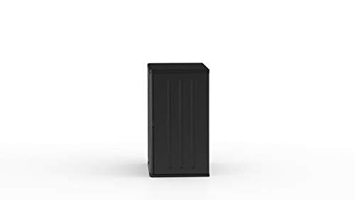 Suncast Heavy-Duty Resin Outdoor Storage Cabinet, 30" W x 20.25" D x 36" H Dark Grey Base Garage Storage Cabinet with Lockable Doors and Metal Reinforced Shelves, Made in The USA