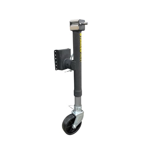 Trailer Valet Side Mount Trailer Jack with Drill-Powered Operation and Wheel Attachment, 5,000 LB Static Capacity, Wrinkle Black Finish, Manual Crank and Drill Adapter Included