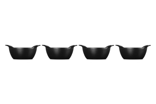 Le Creuset Enameled Cast Iron Gourmand Collection Set of 4 Mini Round Cocotte, .3 qt., Matte Black