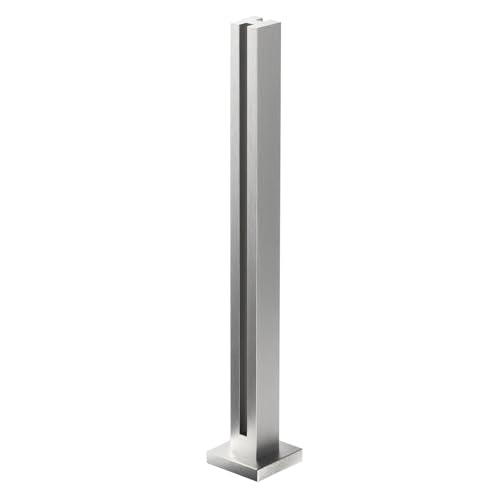 Cvter Glass Railing Post, No-Punch Heavy-Duty Glass Railing with Spigot Slots & Base, 304 Stainless Steel Clamp Bracket for Deck Balusters, Balcony, Patio, Stairs, Silver 24in Mid Post