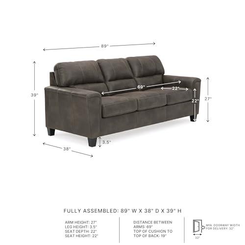 Signature Design by Ashley Navi Faux Leather Modern Sofa, Gray