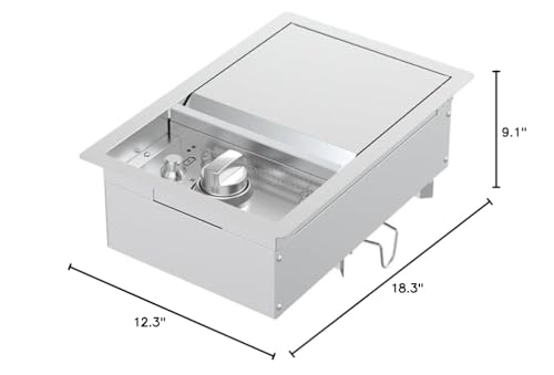 Spire Stainless Steel Built-in Side Burner with Lid, 12000BTUs, Outdoor Propane Grill & Cooking, Convertible to Natural Gas, Perfect for Custom Kitchen Islands, 760-0023B