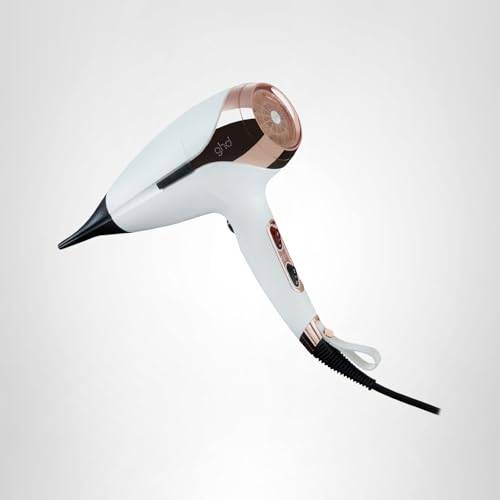 ghd Helios Professional Hair Dryer - Advanced 1875W Blow Dryer with Aeroprecis Technology, 75mph Airflow, Ionic Frizz Control, More Shine, Lightweight Design and Low Noise - White