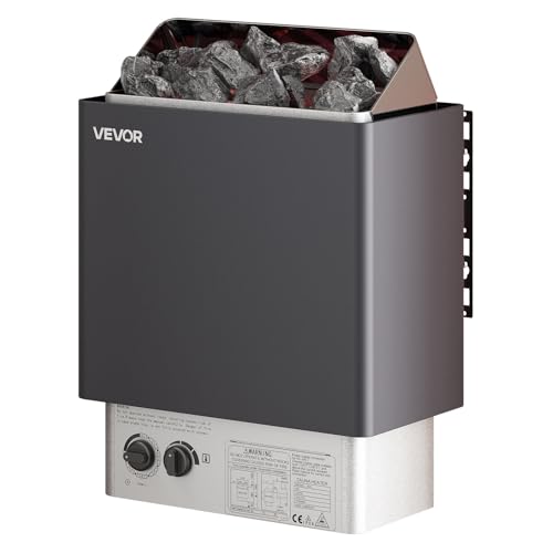 VEVOR Sauna Heater,220V Electric Sauna Stove, Steam Bath Sauna Heate 3h Timer and Adjustable Temp for Max. 176-318 Cubic Feet, Home Hotel Spa Shower Use (6KW) FCC Certification