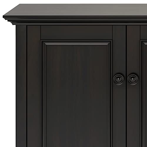 SIMPLIHOME Amherst Storage Cabinet - 66 inch Wide Solid Wood 4-Shelf Sideboard Cabinet in Hickory Brown, Transitional Buffet for Living Room or Dining Room with 4 Doors and Adjustable Shelves