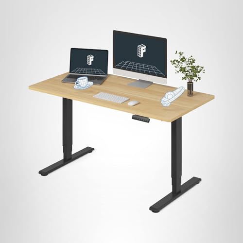 FLEXISPOT E6 3-Stage Dual Motor Electric Standing Desk 55 x 28 Sit Stand Up Desk, Holds 220 lbs, Adjustable Height w/Memory Presets, One-Piece Maple Desktop & Black Frame, Ships in 2 Boxes