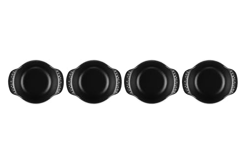 Le Creuset Enameled Cast Iron Gourmand Collection Set of 4 Mini Round Cocotte, .3 qt., Matte Black