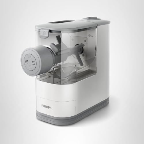 Philips Kitchen Appliances Compact Pasta and Noodle Maker, Viva Collection, Comes with 3 Default Classic Pasta Shaping Discs, Fully Automatic, Recipe Book, Small, White (HR2370/05)