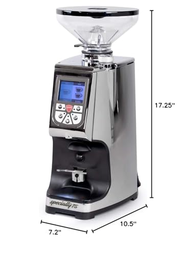Eureka Atom Specialty 75 Commercial Espresso Grinder - Short Hopper | 75mm Flat Burrs | Silent Technology | Timed Dosing | Stepless | (Chrome)