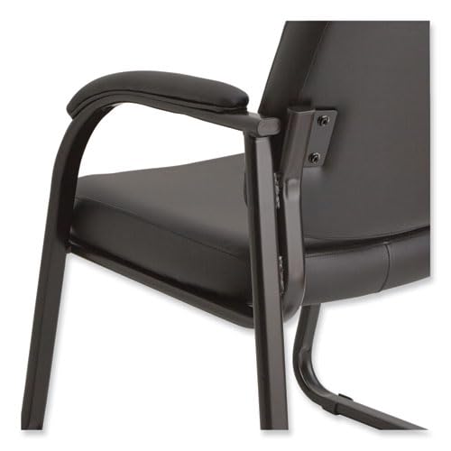Alera Genaro Series Faux Leather Half-Back sled Base Guest Chair, 25" x 24.80" x 33.66", Black seat, Black Back, Black Base