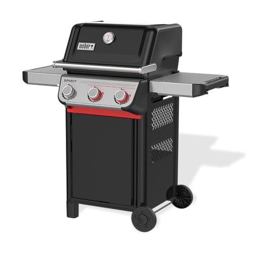 Weber Spirit E-325 Liquid Propane Gas Grill for Outdoor Cooking and BBQ, 3 Burners and 2 Boost Burners, Black – Porcelain-Enameled Cast-Iron Grates, Sear Zone