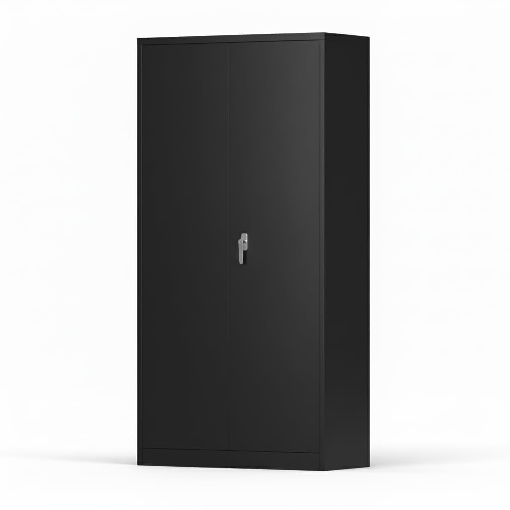PeacefulHues Steel Wardrobe Cabinet with Locking Doors, Adjustable Shelves & Hanging Rod, Large Metal Storage Closet for Clothes, Tools, Garage, Home, Gym, Government, Easy Assembly