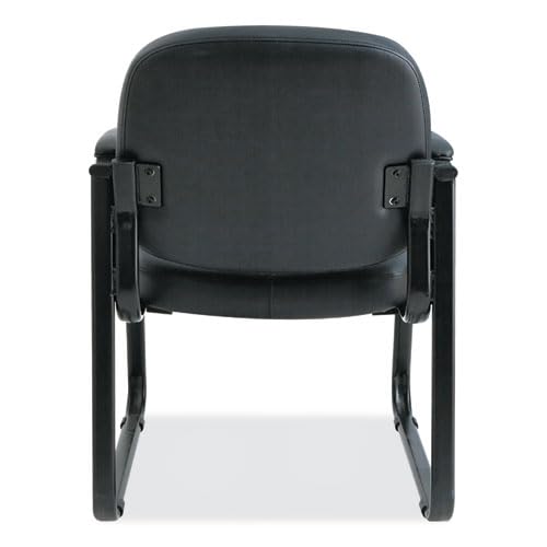 Alera Genaro Series Faux Leather Half-Back sled Base Guest Chair, 25" x 24.80" x 33.66", Black seat, Black Back, Black Base