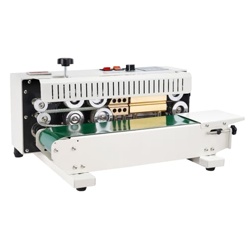 VEVOR Continuous Bag Band Sealing Machine FR900K Band Sealer Machine with Digital Temperature Control Horizontal Bag Sealer for 0.02-0.08 mm Plastic Bags Continuous Band Sealer w/Printing Function