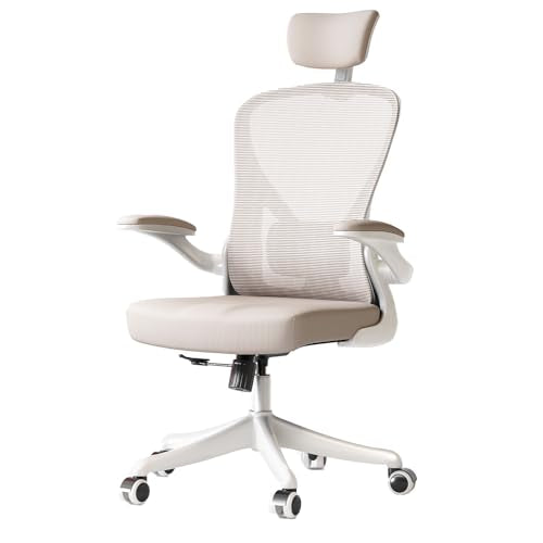 SICHY AGE Ergonomic Office Chair with Adjustable Lumbar Support & Flip-Up Armrests - High Back Computer Desk Chair with Thickened Seat Cushion, Rolling Wheels for Home/Office Study Work