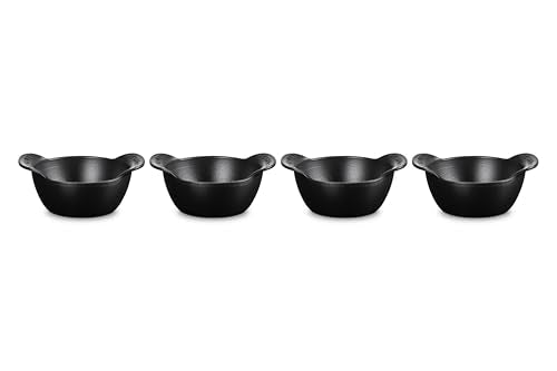 Le Creuset Enameled Cast Iron Gourmand Collection Set of 4 Mini Round Cocotte, .3 qt., Matte Black