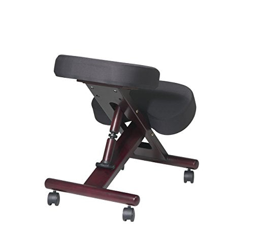 Office Star KC Series Ergonomically Designed Adjustable Knee Chair with Memory Foam Padding and Casters, Mahogany Finish Wood Base