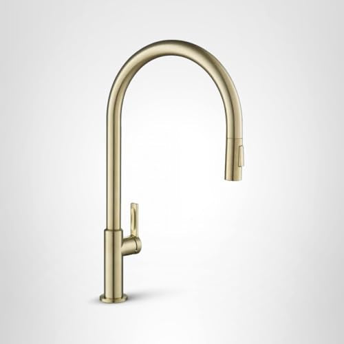KRAUS Oletto High-Arc Single Handle Pull-Down Kitchen Faucet in Spot Free Antique Champagne Bronze, KPF-2821SFACB