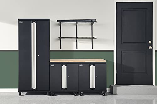 ClosetMaid ProGarage Tall Cabinet with Two Doors, Lock and Adjustable Shelves, for Garage Storage, Heavy Duty Steel, Black