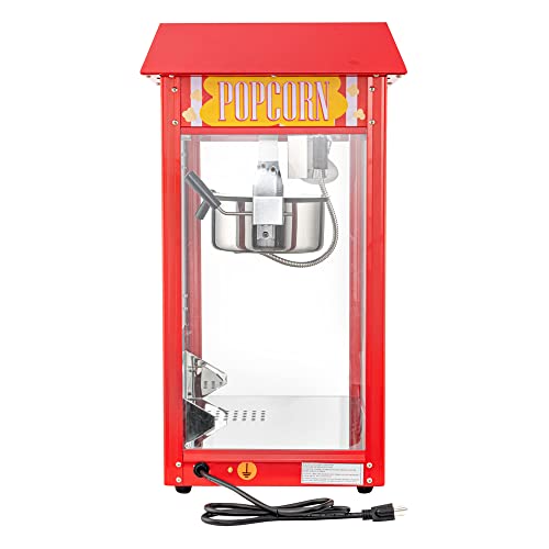 Restaurantware Hi Tek 8 Ounce Commercial Popcorn Popper Machine 1 Electric Popcorn Maker Machine - Popcorn Cart Sold Separately 3-Switch Operation Red Stainless Steel Popcorn Machine 120V