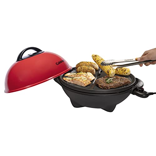 Cuisinart Indoor/Outdoor Electric Grill, 2-in-1 Portable BBQ with Nonstick Cooking Surface, Electric Grill Outdoor with Adjustable Heat, Stand/Tabletop Options for Cookouts, Barbecues, Small Spaces
