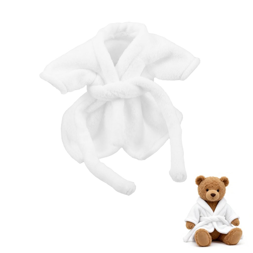 Garneck Mini Bear Bathrobe & Sleepwear Set: Stuffed Animal Clothing - Mini Plush Cotton Robe for Build a Lovely Doll Outfits - Dollhouse Dress up Game Costume Accessories Favor