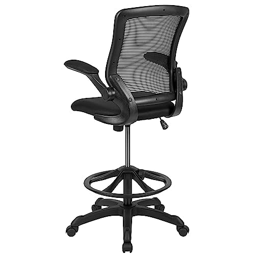 Flash Furniture Kale Mid-Back Swivel Office Chair with Adjustable Foot Ring, Lumbar Support, and Seat Height, Ergonomic Mesh Executive Chair, Black