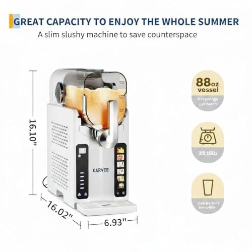 Slushie Machine for Home, 88 oz Ice-Free Frozen Drink Machine with 6 Preset Programs, Margarita Machine with Self-Cleaning Function, Slushy Maker for Frozen Margaritas, Cocktails, Frappés