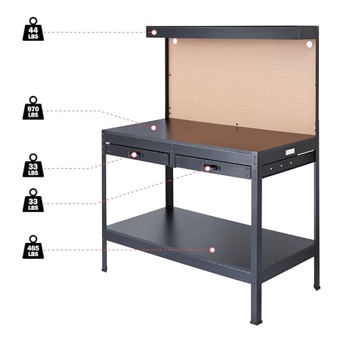 Olympia Tools Multipurpose Workbench With Power Outlets and Light, 410-014-0111 , Black