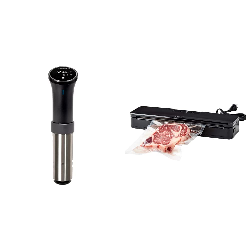 Anova Precision Cooker 3.0 & ANVS01-US00 Anova Precision Vacuum Sealer, Includes 10 Precut Bags, For Sous Vide and Food Storage