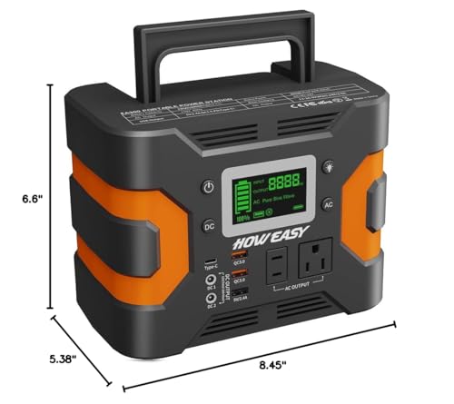 HOWEASY Portable Power Station 300W, 236Wh Solar Generator with Pure Sine Wave 110V AC Output, Backup Lithium Battery with LED Light for Outdoor Camping Travel Home Blackout