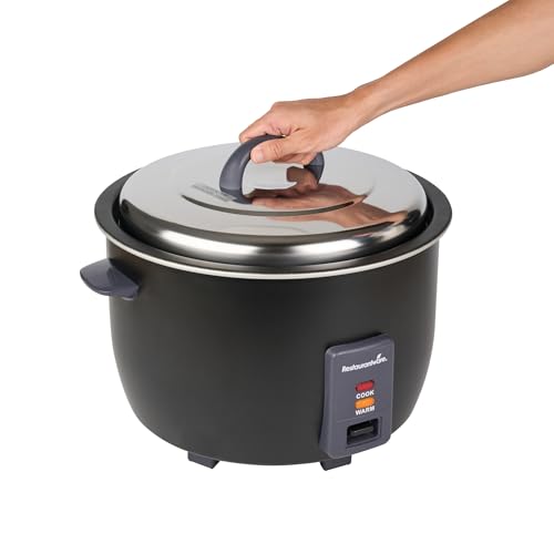 Restaurantware Commercial Rice Cooker 60 Cup Heavy-Duty Steel Industrial Rice Warmer With Nonstick Interior Black Ideal For Catering And Buffet Use