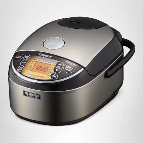 Zojirushi NP-NWC10XB 5.5-Cup Pressure Induction Heating Rice Cooker and Warmer (Stainless Black)