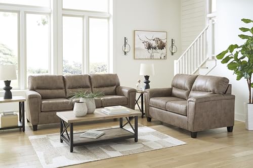 Signature Design by Ashley Navi Modern Loveseat with Removable Cushions, Dark Brown