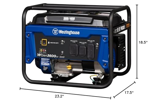 Westinghouse 4650 Peak Watt Portable Generator, RV Ready 30A Outlet, Gas Powered, CO Sensor