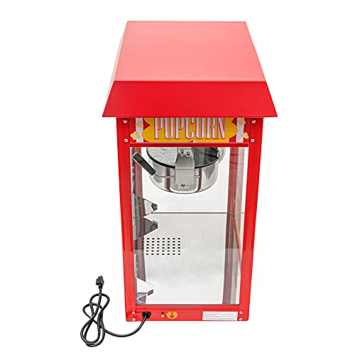 Restaurantware Hi Tek 8 Ounce Commercial Popcorn Popper Machine 1 Electric Popcorn Maker Machine - Popcorn Cart Sold Separately 3-Switch Operation Red Stainless Steel Popcorn Machine 120V