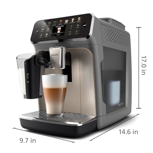 Philips 4400 Series Fully Automatic Espresso Machine, LatteGo Milk System, Integrated Grinder, 12 Hot & Iced Coffee Pre-Sets, Quick Start, SilentBrew, 15-Bar Pressure, Black Chrome (EP4444/90)