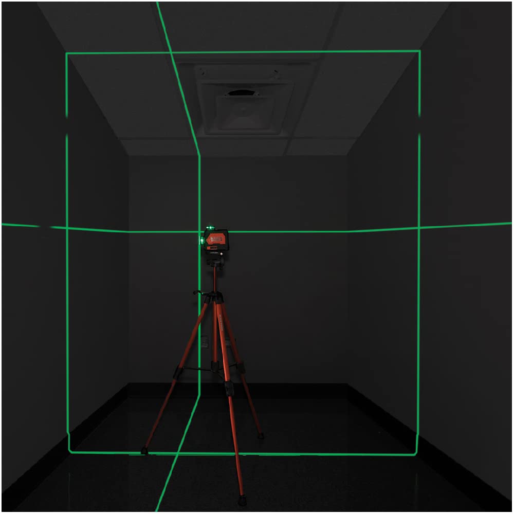 Klein Tools 80184 Laser Level 360-Degree Self-Leveling with Tripod Stand, Green Laser Level, Class 2 Laser, ≤1mW Each Beam, and Compact Tripod Kit with Mount, 2-Piece