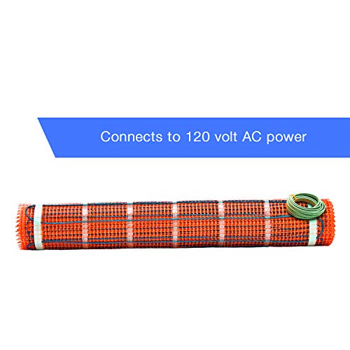 SunTouch TapeMat Electric Under Floor Heating Mat with 1/8" Thick Cable, Open-Weave Orange Mesh, 15 Sq Ft (7.5' x 2'), 120V, Commercial and Residential, Installs Beneath Tile, Stone, Laminate