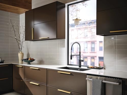 Moen Inara Matte Black Spring Pulldown Kitchen Faucet with Pre-Rinse and Power Boost, Modern Kitchen Faucet, One-Handle Easy Installation, 87863BL