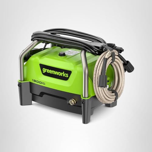Greenworks 1900 PSI (SGS Certified) 1.2 GPM 13Amp Portable Compact Electric Pressure Washer, Power Washer for Cars, Driveways, Patios, Patio Furniture & Around Pools