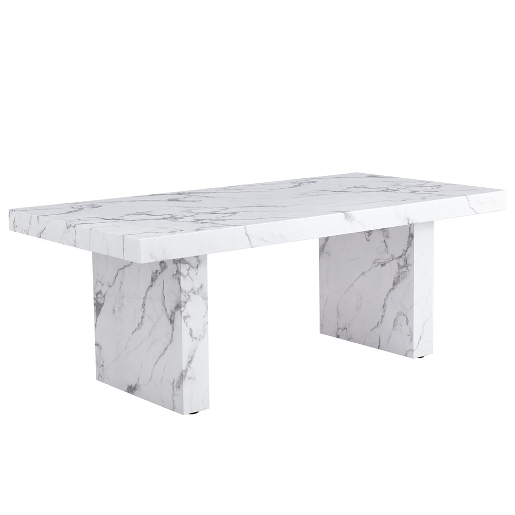 BAOPIN 79" Faux Marble Dining Table Set for 8, Dining Room Table Set for 8, Dining Table and Chairs Set for 8