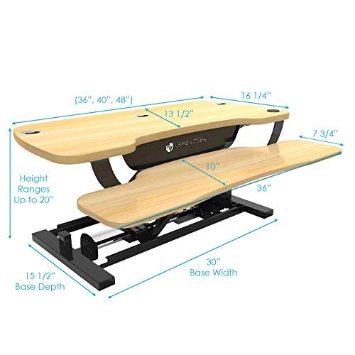 VERSADESK® PowerPro™ 36” x 24” Standing Desk Converter | 36 Inch Electric Height Adjustable Sit to Stand Desk Riser w/Keyboard Tray & USB Hub - Ergonomic Workstation for Home & Office, Maple
