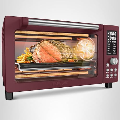 Nuwave Bravo Pro Smart Air Fryer Toaster Oven Combo, 10-in-1 Functions with Quicker & Even Crisp Technology, 1800W, 50-450°F, PFAS-Free, 21QT, Cinnamon