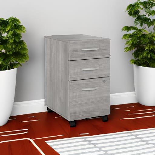Bush Business Furniture Echo 3 Drawer Mobile File Cabinet in Gray Sand, Portable Document Storage Solution for Home and Professional Office