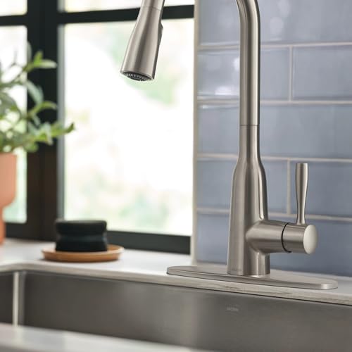Moen Orivesi Stainless Pulldown Kitchen Faucet with Power Boost, Transitional Kitchen Faucet, One-Handle Single Hole High Arc, Easy Installation, Spot Resist Finish, 87891SRS